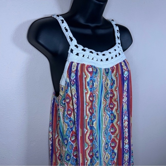 LARGE ANGIE SOUTHWEST TANK WESTERN BEADED EMBROIDERED SLEEVELESS TOP - Picture 2 of 9